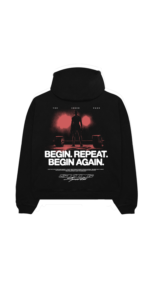 Black Begin. Repeat. Again. Hoodie